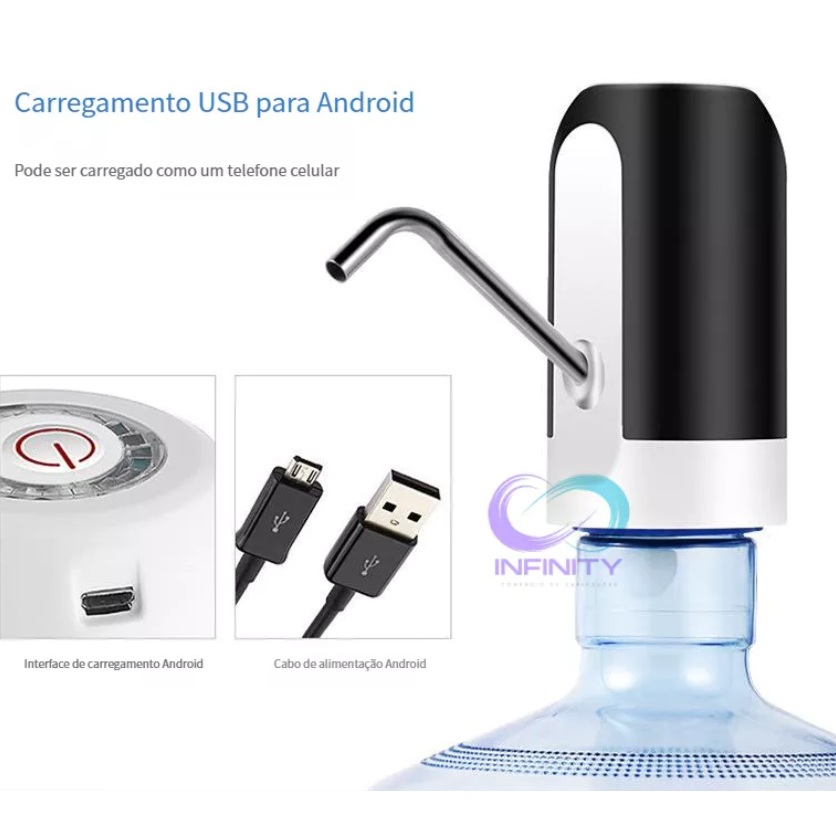 Bomba Elétrica Filtro 20L Para Galão De Água Bebedor Eletrico De Agua Com Carregamento Usb Portatil