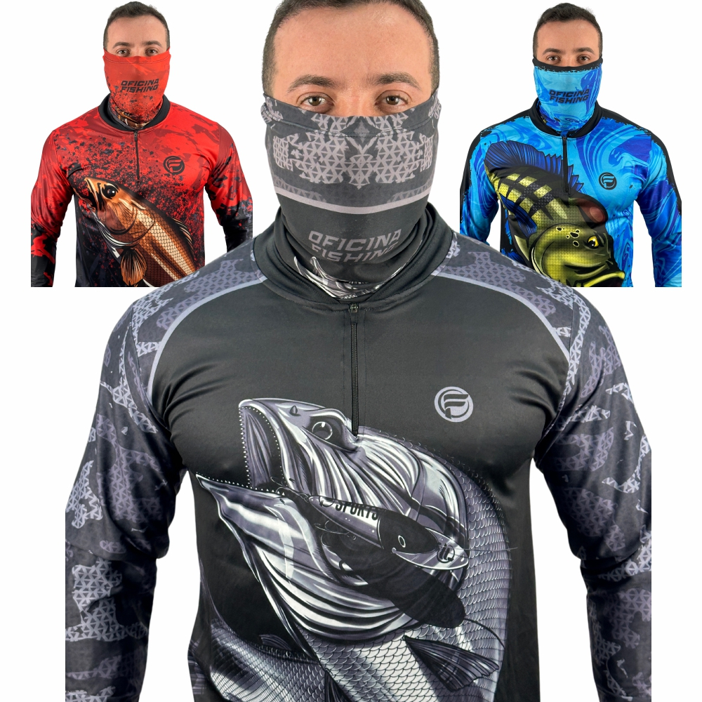 Kit Camisa Camiseta De Pesca Dryfit + Bandana C/ Proteção Térmica Uv50 em Oferta na Shopee