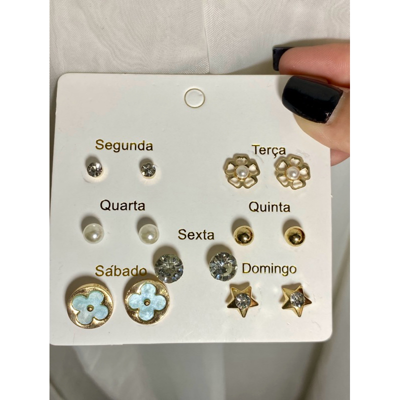 Bijuteria Kit Brincos Argola e Pino Bijuteria Feminina