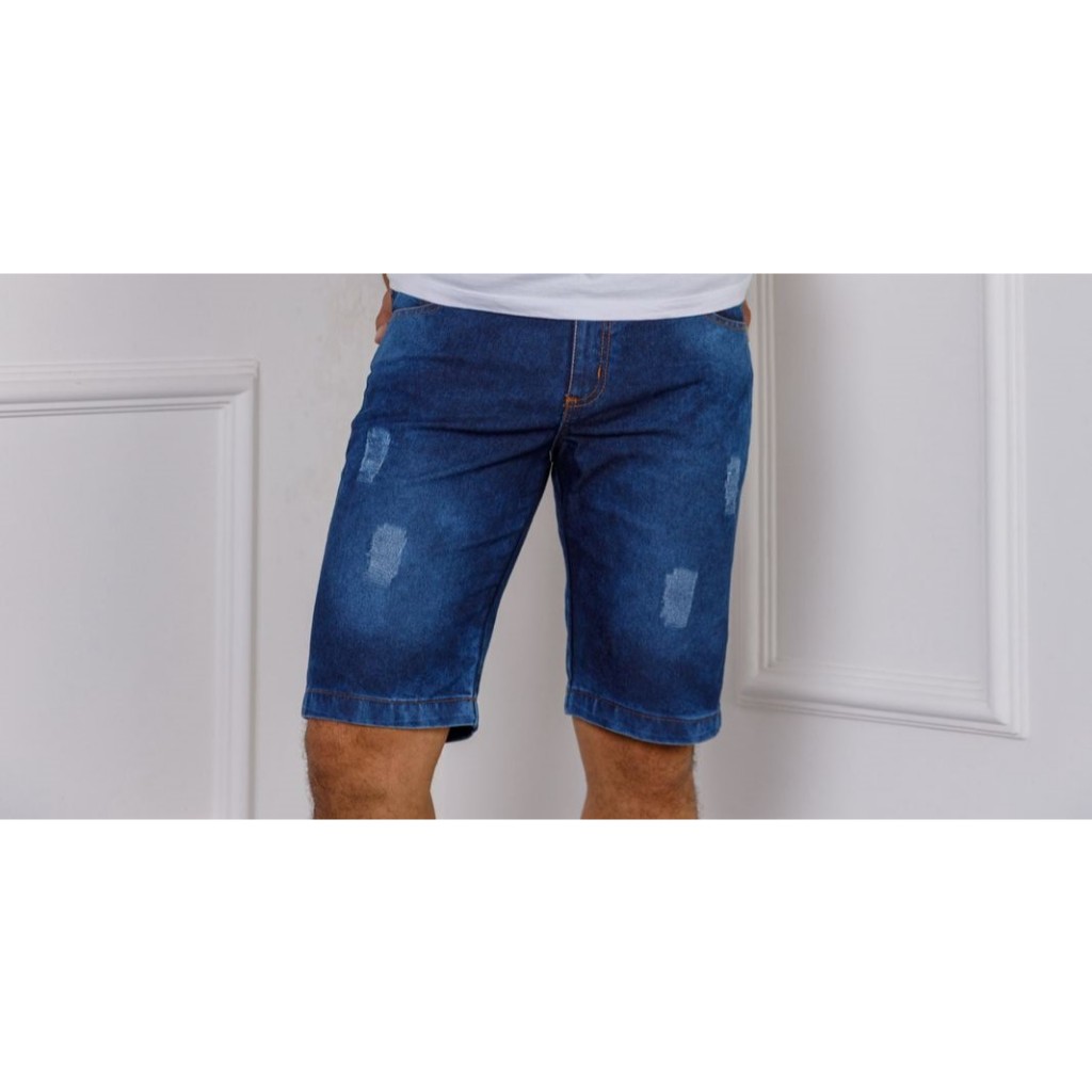 Bermuda Jeans Shorts Masculinos Alta Qualidade Com Elastano Plus