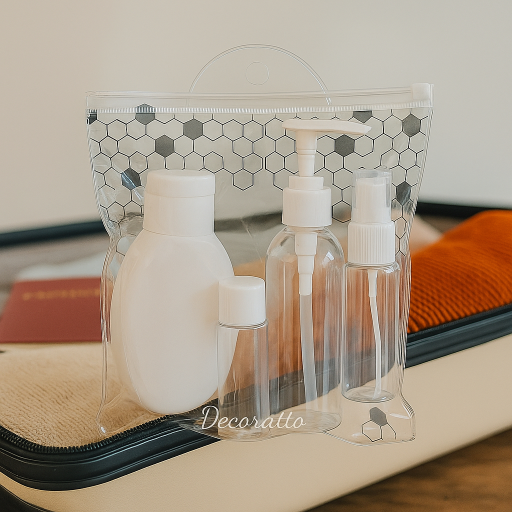 Kit Viagem Com Bolsa Garrafa De Tubo Portátil Cosméticos Squeeze Dispenser Shampoo Condicionador Gel