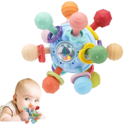 Mordedor Chocalho para Bebe Bola Sensorial Massageador Terapêutico Em Silicone Dentição bebê