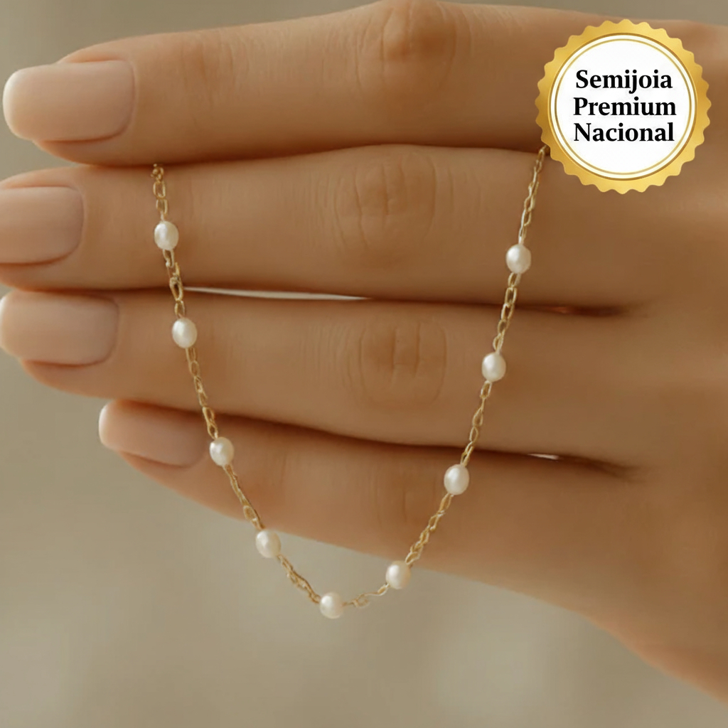 Colar Choker Mini Pérolas Banhado Ouro 18k Delicado Antialérgico Luxo em Oferta na Shopee