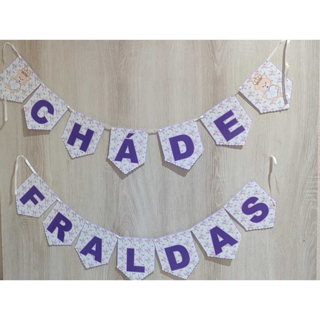 BANDEIROLA  CHÁ DE FRALDAS URSINHA PRINCESA