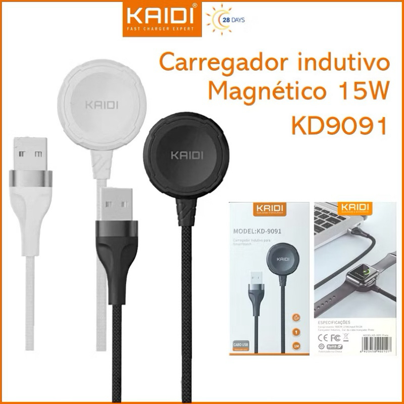 Carregador Indutivo Magnético sem fio para Smart Watch KAIDI KD-9091 em Oferta na Shopee