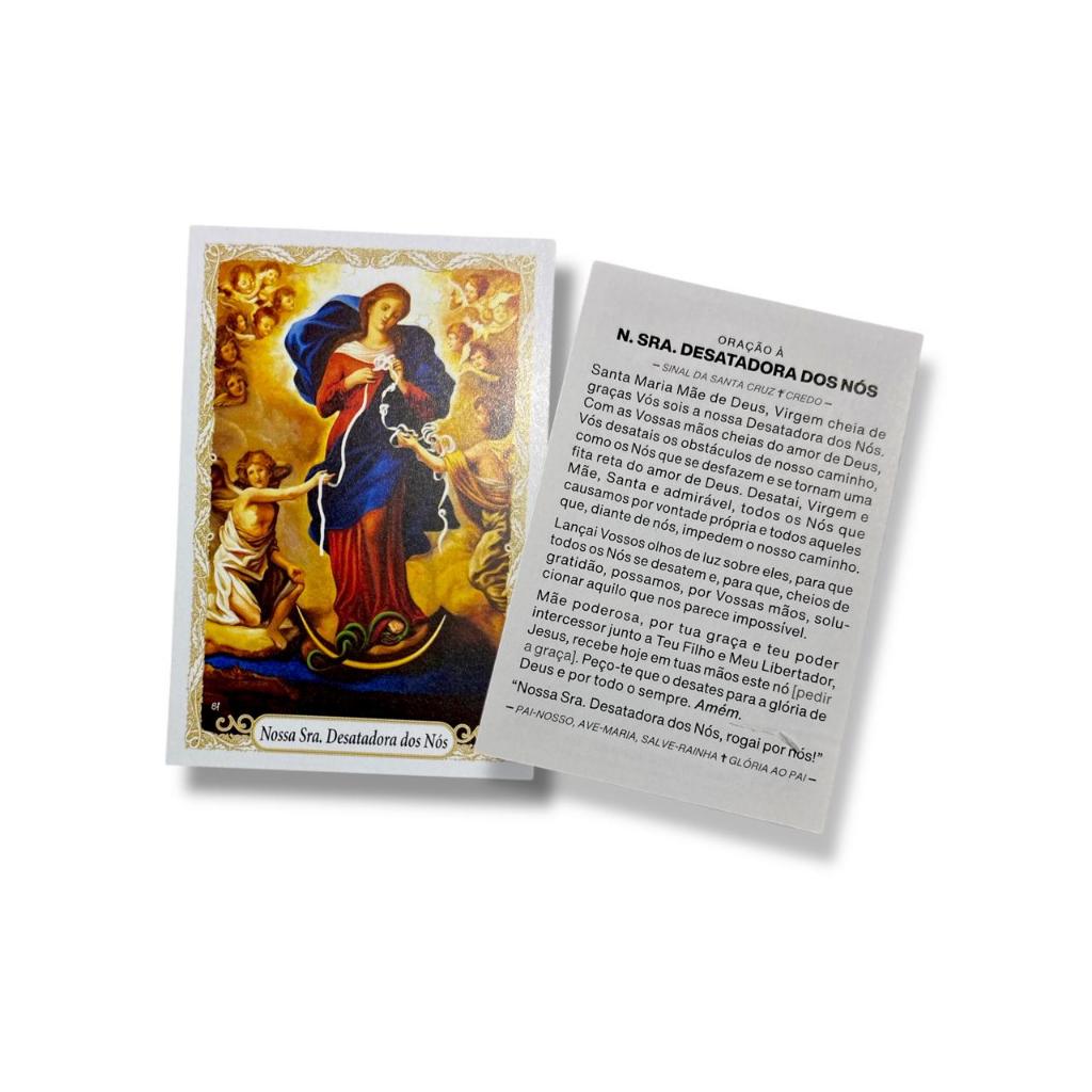 100 Santinho Folheto Oração Nossa Senhora Desatadora de Nos em Oferta na Shopee
