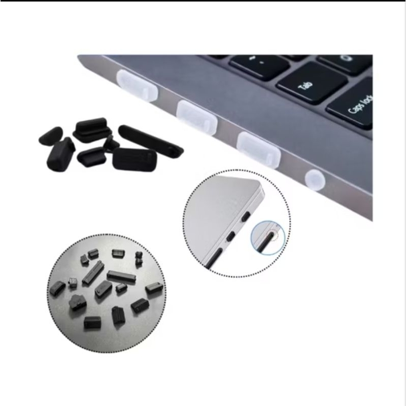 Kit 16 Plug Anti Poeira Universal p/ Notebook e PC – Silicone | USB, Tipo-C, HDMI, Áudio, RJ45