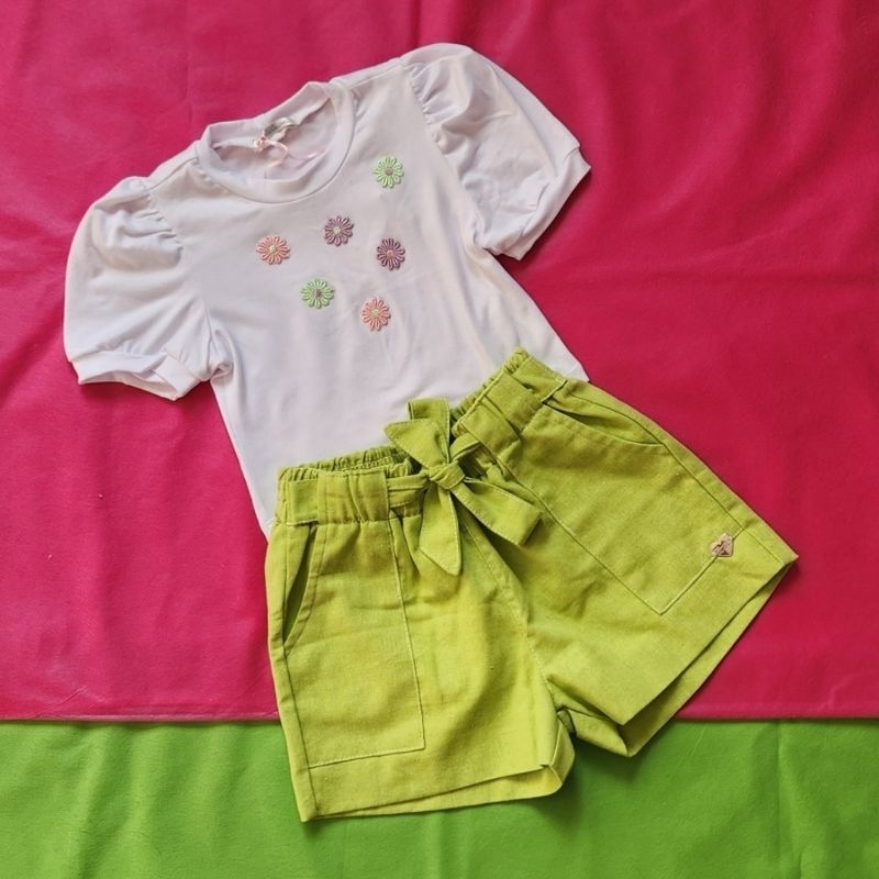 Conjunto Gabriela Aquarela Blusa e short linho T 6