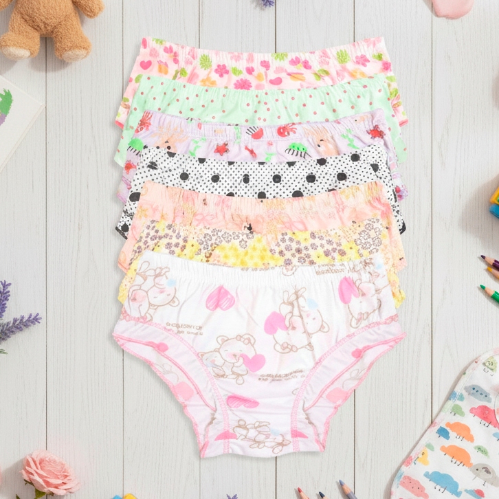 Kit 5 Calcinha Infantil em Poliéster com Estampas Variadas Confortável Macia