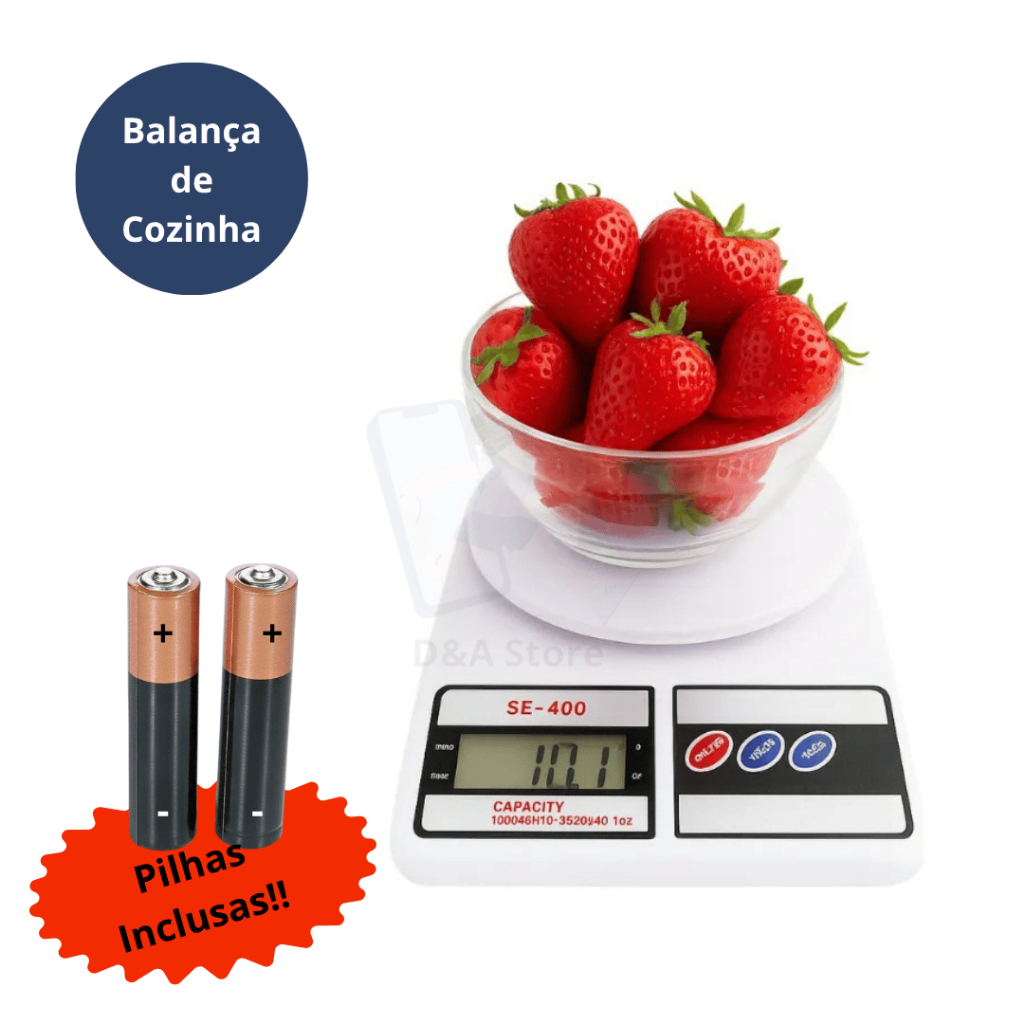 Balança Digital de Cozinha Alta Precisão Até 10kg Função Tara LCD Portátil