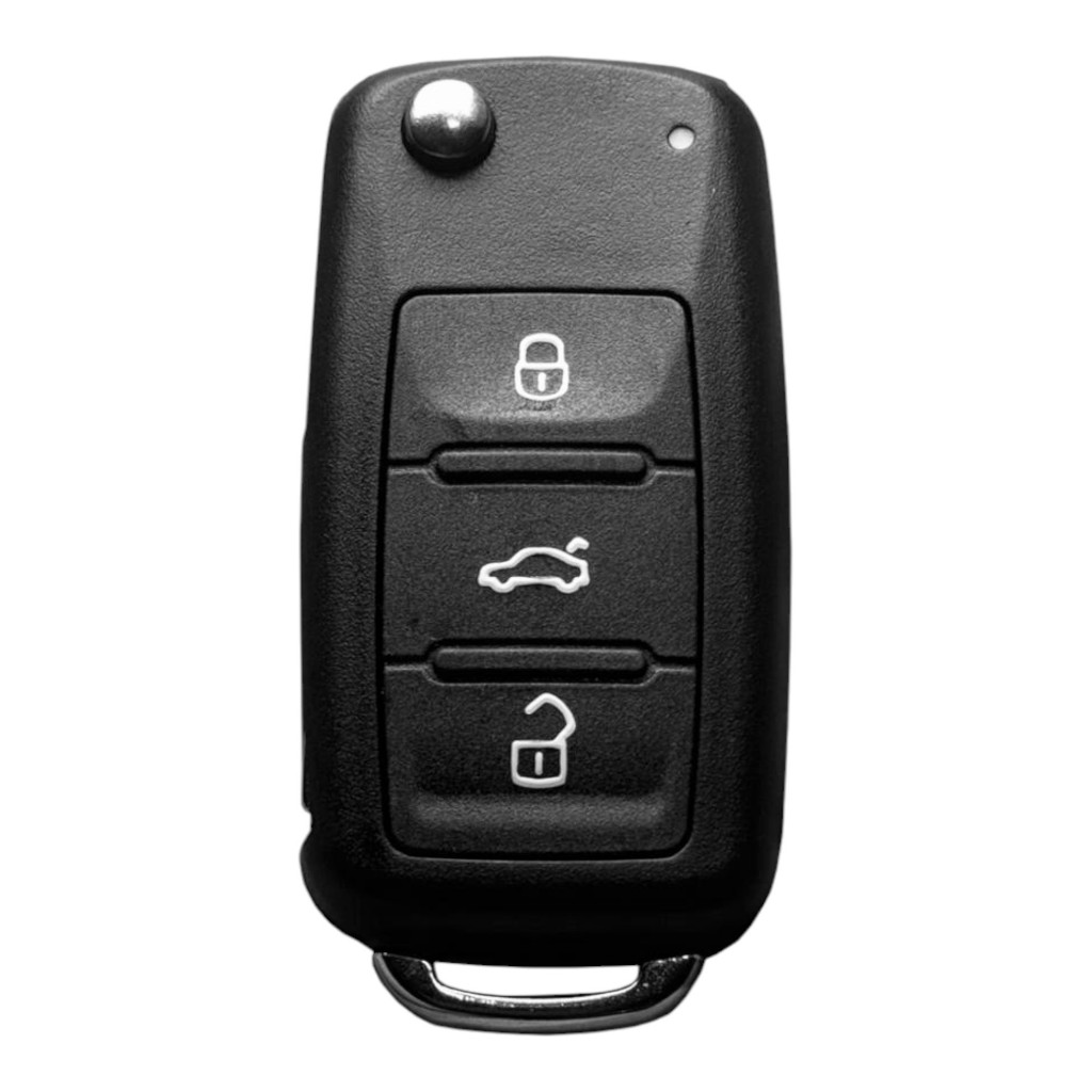 Carcaça Chave Canivete Vw Gol Jetta Voyage Fox Golf G6 3 Botões Lâmina Pantográfica Led Em Cima