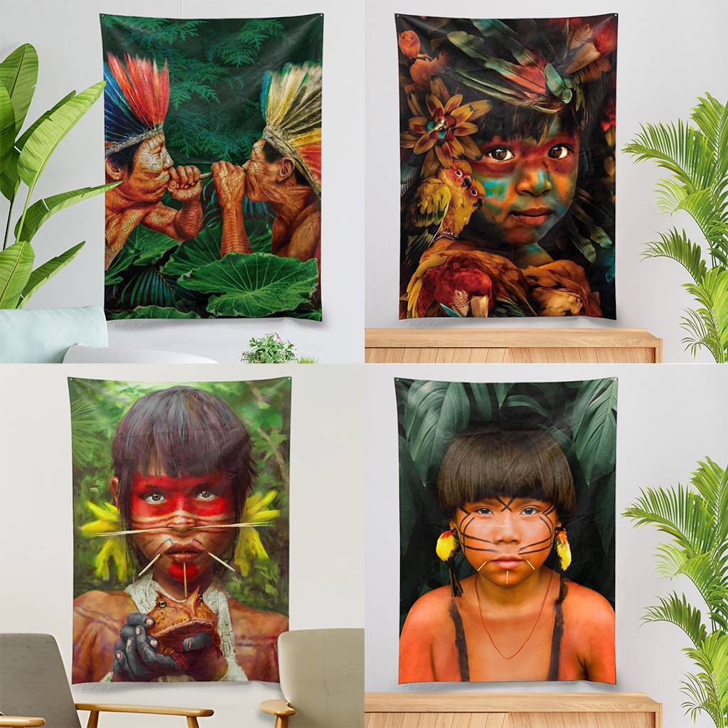 Tapeçaria Xamanismo Brasileiro para decoração de Parede para salas, quartos, institutos e casas de rezo