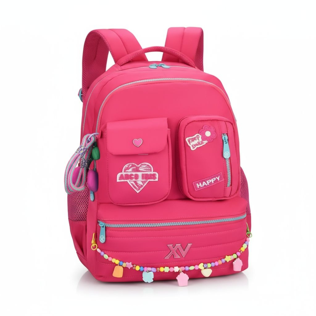 Mochila Feminina Escolar Grande Multi-Bolsos com Pingentes Coloridos em Oferta na Shopee