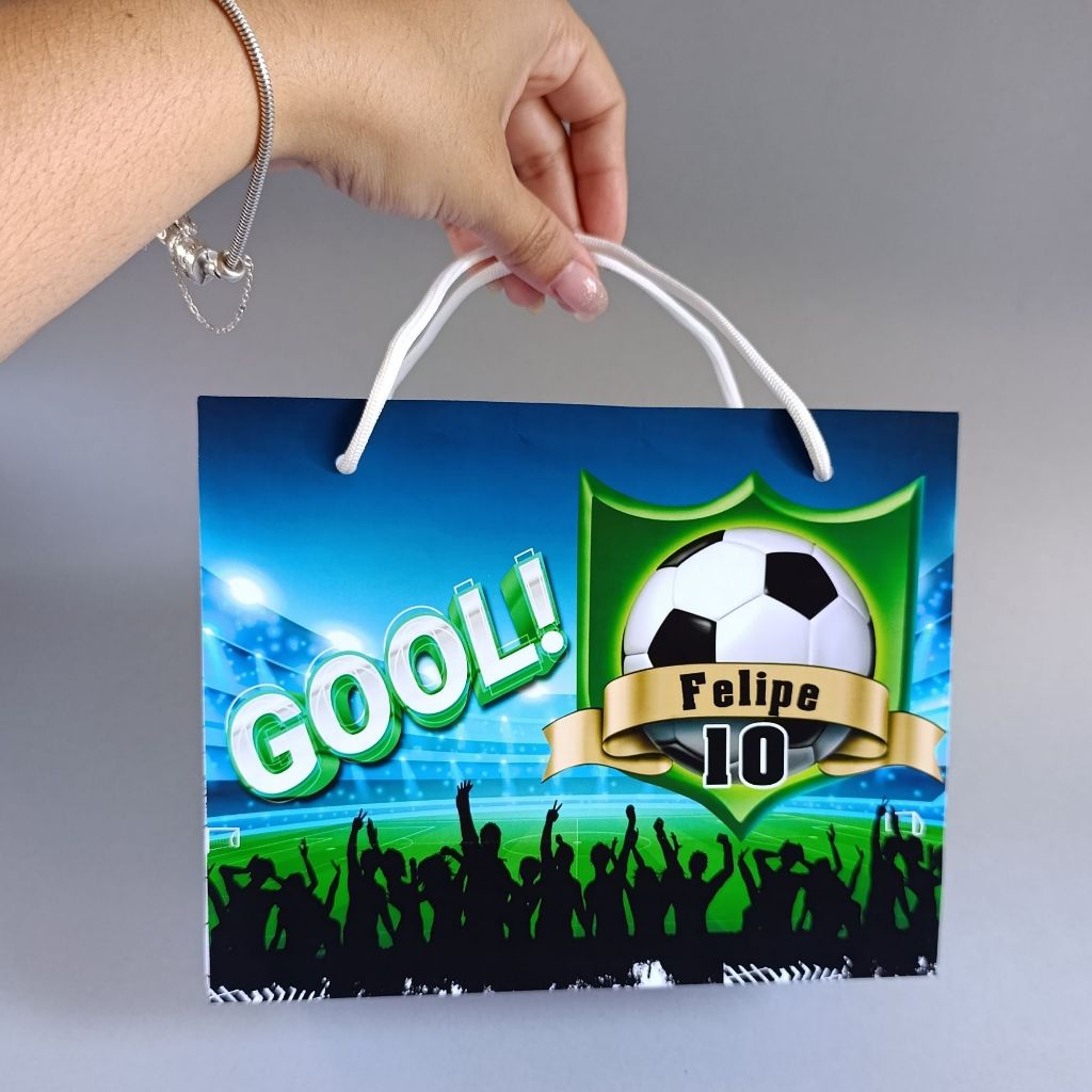 Sacolinha Personalizada Futebol | Lembrancinha Festa | Nome e Idade | Lancheirinha Futebol