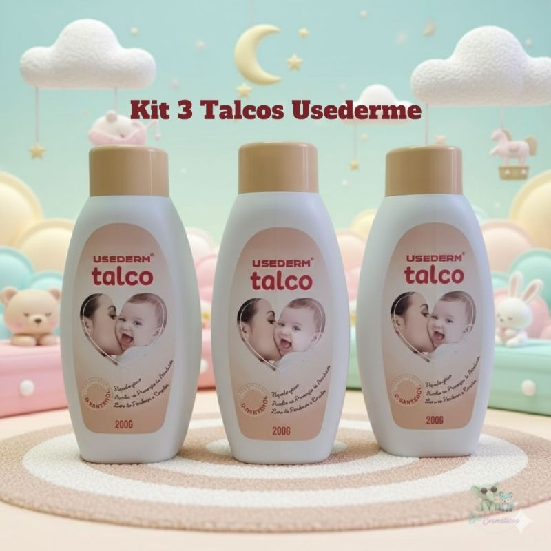 Kit 3 Talcos Usederm P/ Bebês Adultos E Idosos C/ D-pantenol