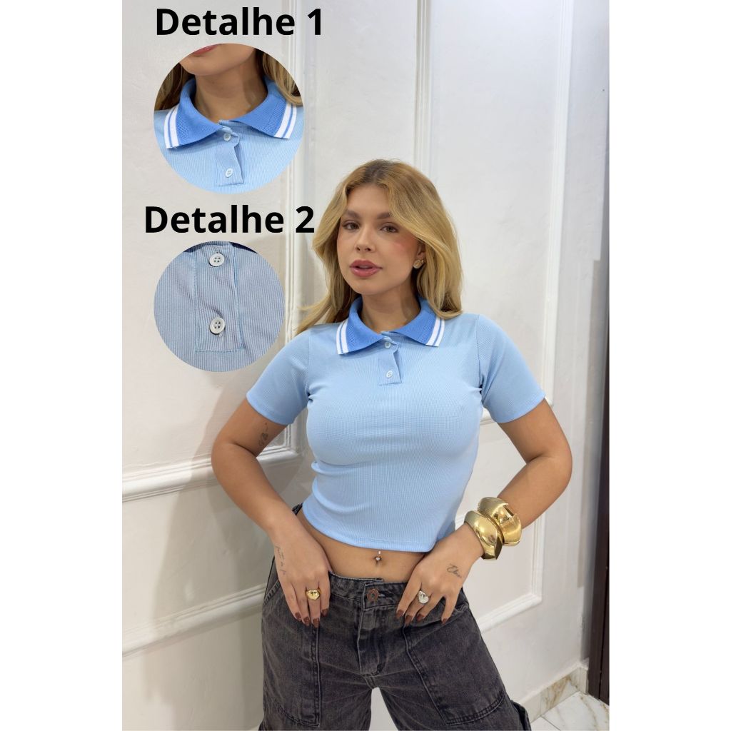 Blusa feminina estilosa Blusa feminina polo Camisa Gola Polo cropped camiseta polo listra na gola blusa ribana blusavera em Oferta na Shopee