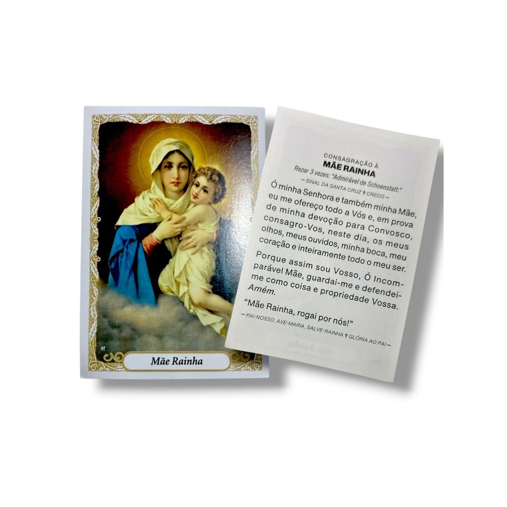 100 Santinho Folheto Oração Mãe Rainha em Oferta na Shopee