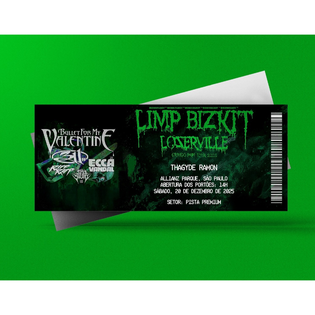 Ingresso Holográfico Personalizado Limp Biskit - Loserville Gringo Papi Tour 2025