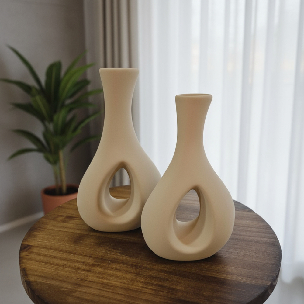 Enfeite Rack Sala Dupla de Vasos Decorativos Vaso de Cerâmica em Oferta na Shopee