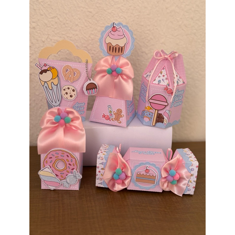 Kit Festa Infantil mundo doce - Lembrancinhas Aniversário - Caixinhas Personalizadas 3D - Papelaria Personalizada
