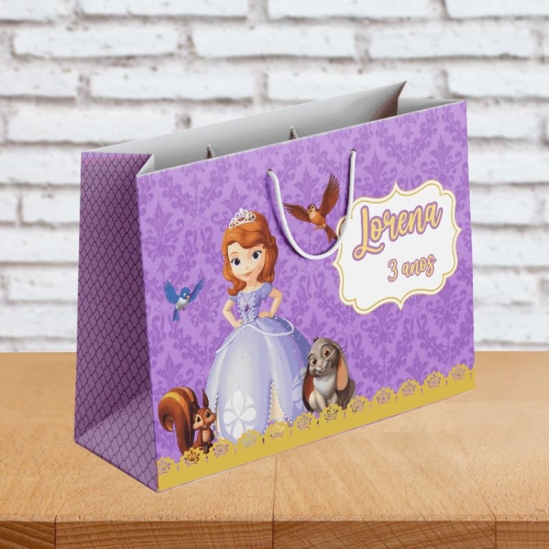 SACOLINHA PERSONALIZADA PRINCESINHA SOFIAPEGUE E MONTE ANIVERSARIO LEMBRANCINHA SACOLINHA SURPRESA