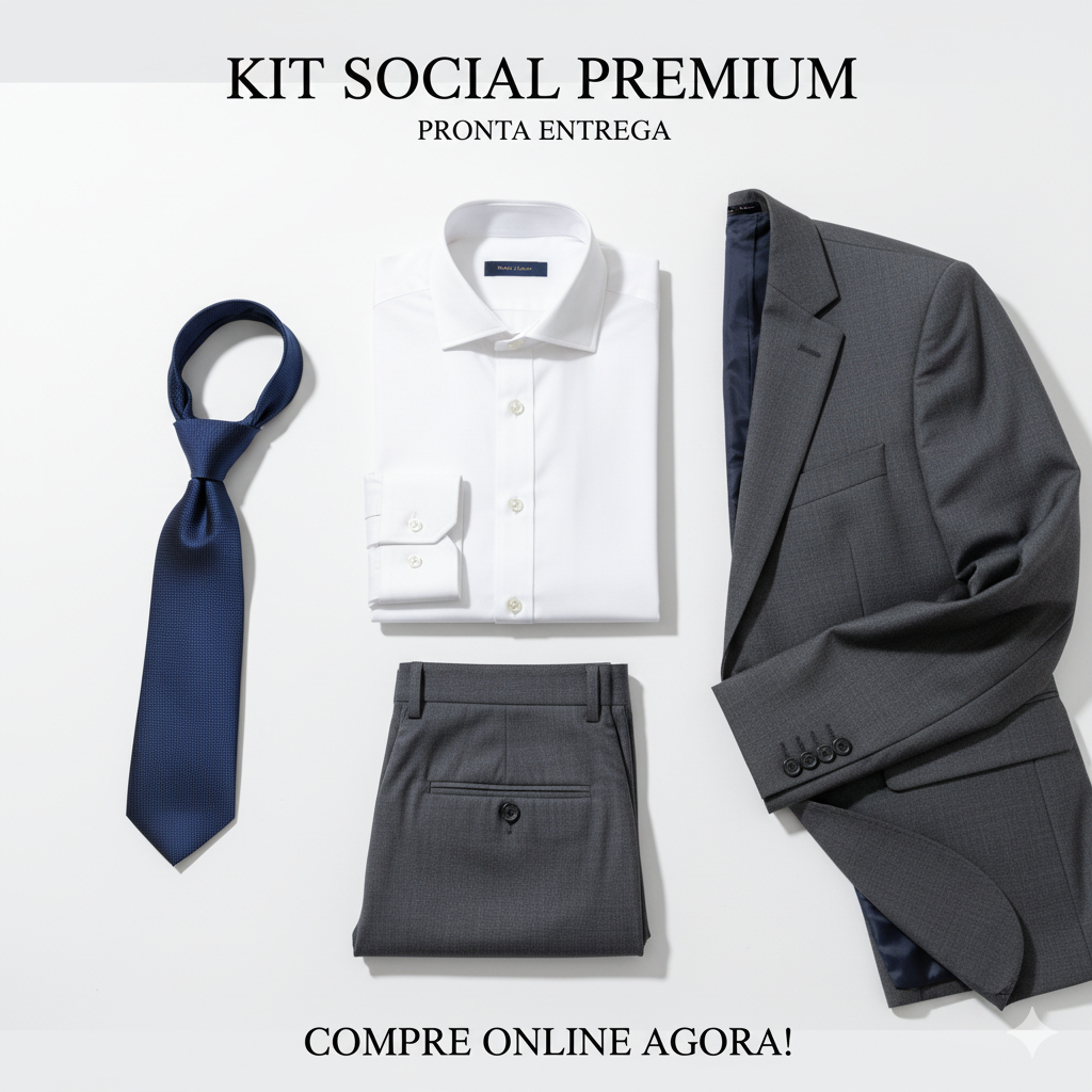Kit Social Premium Terno De Luxo Masculino Completo - Paletó+Calça+Camisa Premium+Gravata De Luxo