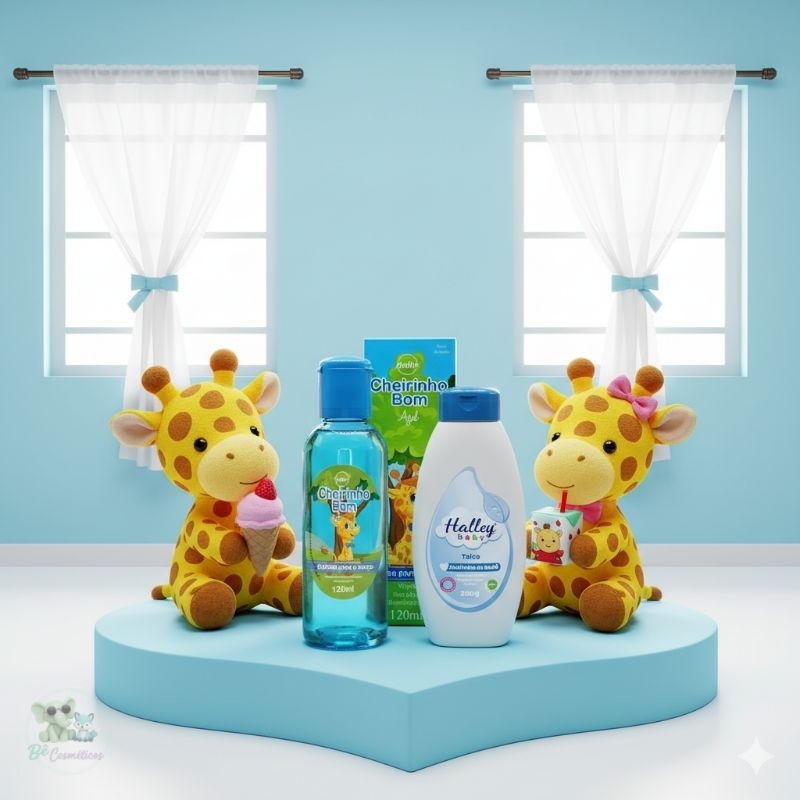 Halley Talco Cheirinho de bebê azul 200g + Deo Colônia Cheirinho Bom azul 120ml