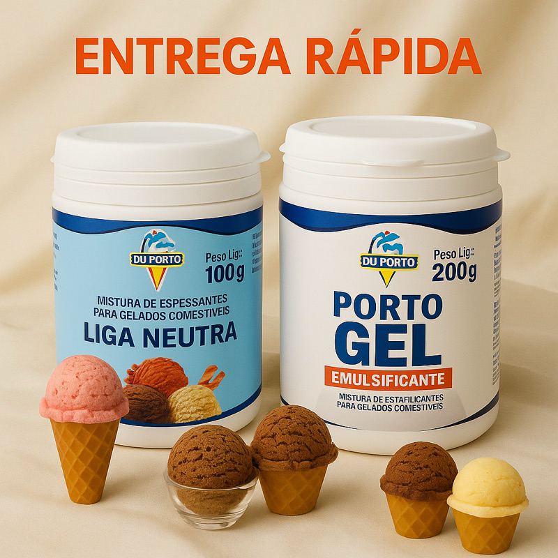 Kit Sorvete – Liga Neutra 100g + Porto Gel 200g Du Porto | Emulsificante + Espessante para Sorvete em Oferta na Shopee