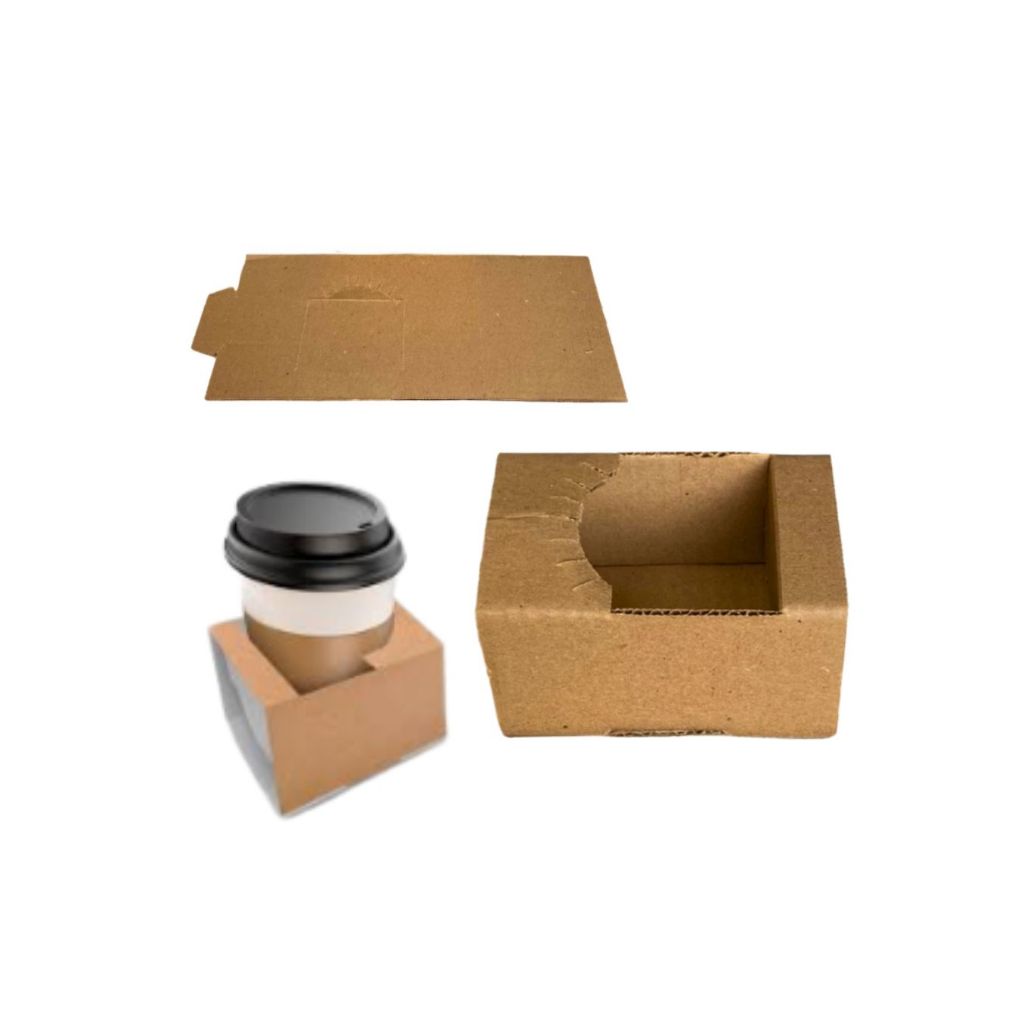 Suporte Porta Copo de Papelão individual - 100 unidades  Para delivery cafeterias, açai, doces e copos em geral em Oferta na Shopee