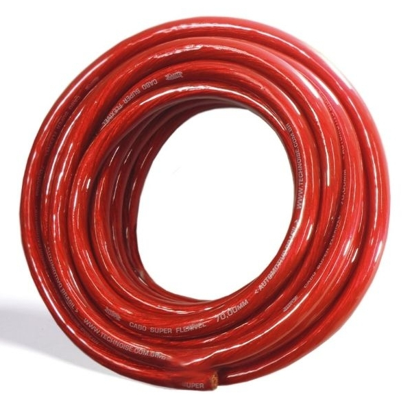 Cabo 70mm Fio de Bateria Technoise Força Som Automotivo Rolo 5mts 100%cobre