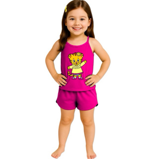 Pijama Infantil Feminino Curto Baby Doll Short Doll Alcinha Daniel o Tigre Margareth Verão em Oferta na Shopee
