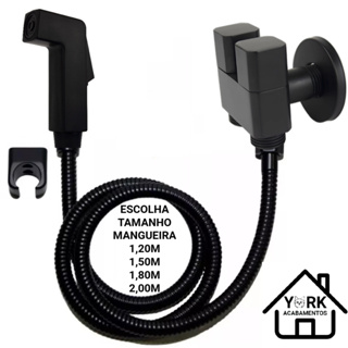 Ducha Higienica com Mangueira Flexível Inox + Registro Dupla Saída de Água – Acabamento Preto Fosco em Oferta na Shopee