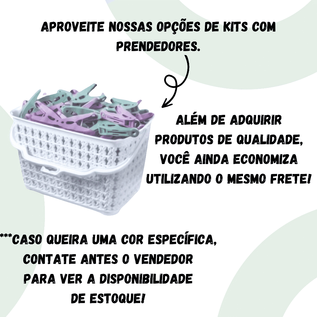 Cesto CINZA com Alça Multiuso com Prendedores de Roupas em Plástico Reforçado