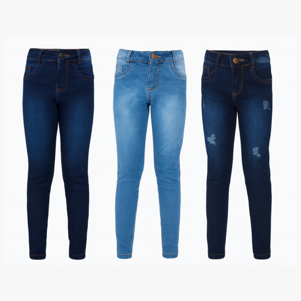 Kit 3 Calça Jeans Feminina Skin Ajustada Infantil Juvenil Menina Esporte Fino Casual 10 ao 16