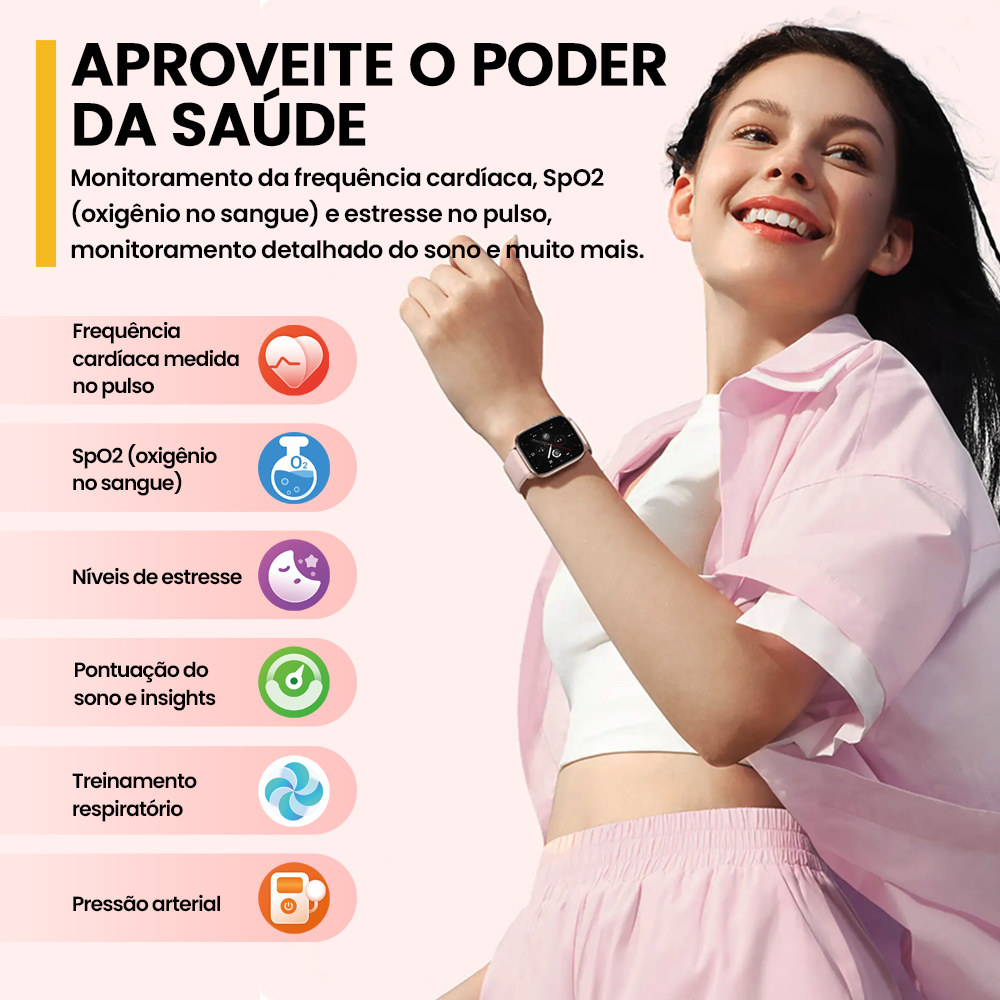 Zeblaze GTS 3 Smart Watch Grande Definição Exibir monitoramento de saúde Bluetooth à prova d'água - detalhe