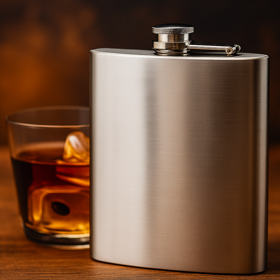 CANTIL DE BOLSO PORTA BEBIDAS 160ML EM AÇO INOX PRATEADO IDEAL PARA WHISKY VODKA COM TAMPA RUM LICOR