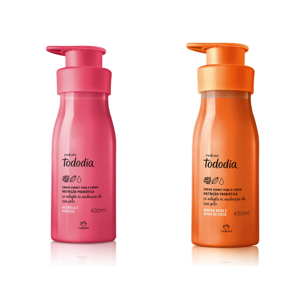 Natura Creme Desodorante Nutritivo para o Corpo Tododia Acerola e Hibisco Manga Rosa e Água de Coco 400ml + Refil