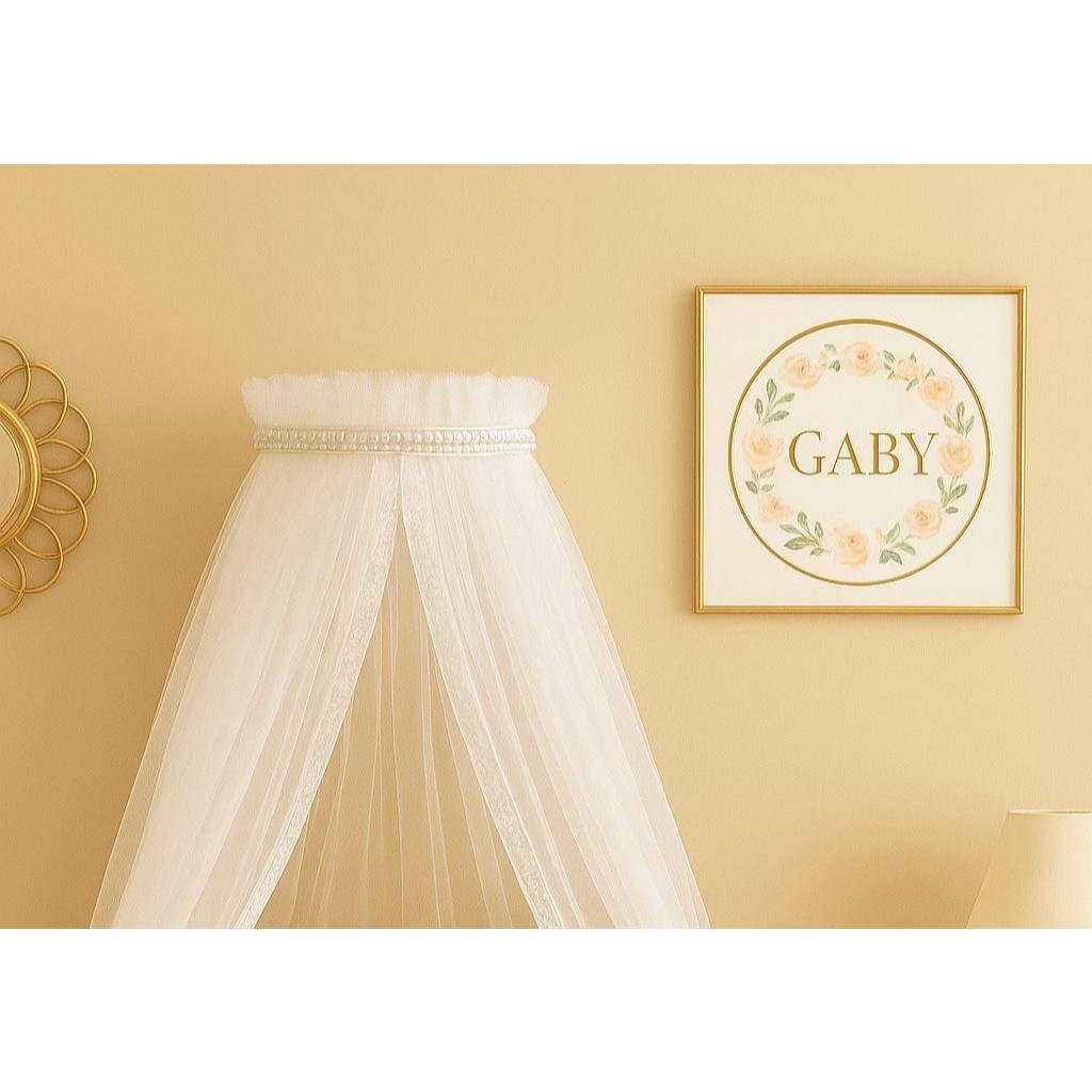 mosquiteiro com dossel kit 2pçs para berço americano dorsel perolas brilhantes