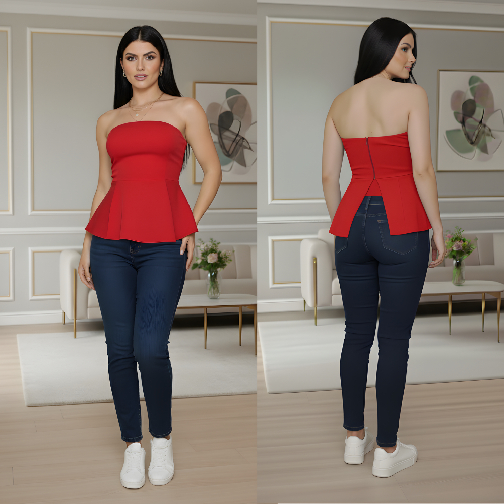 Blusa Tomara Que Caia Feminina Alfaiataria – Zíper e Elástico nas Costas, Frente Dupla Camada em Oferta na Shopee