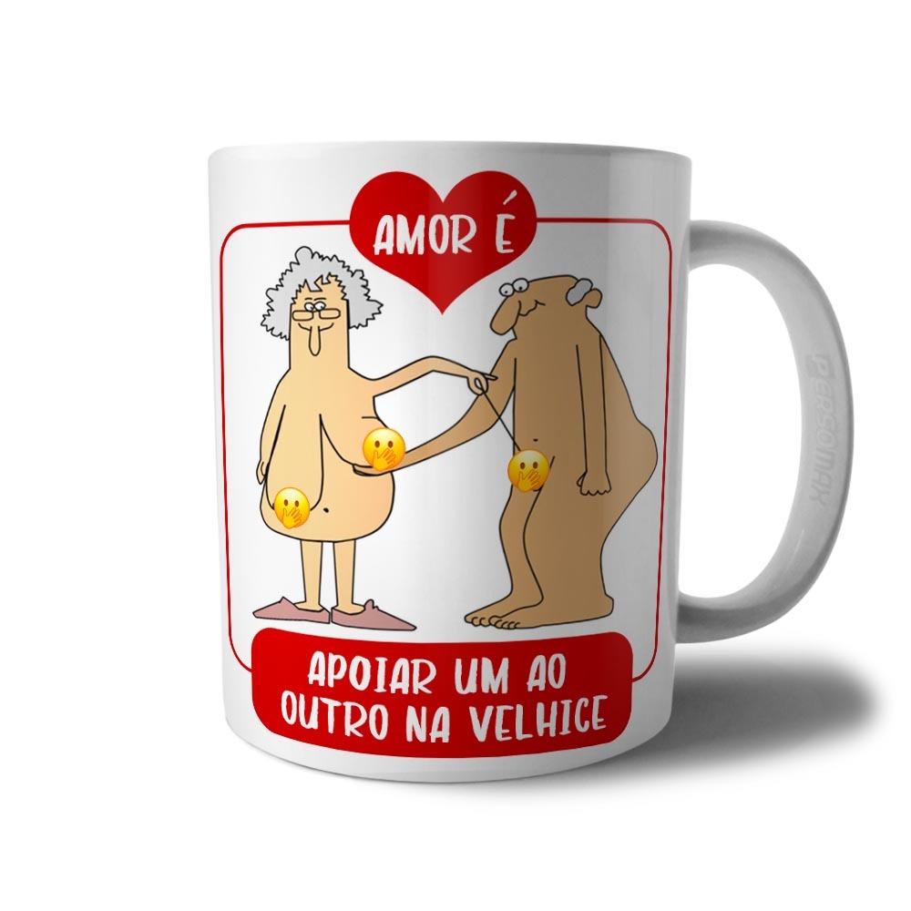 Caneca Presente Marido Esposa Casal Idoso Namorados na Velhice Engraçada Divertida Meme Zoiera