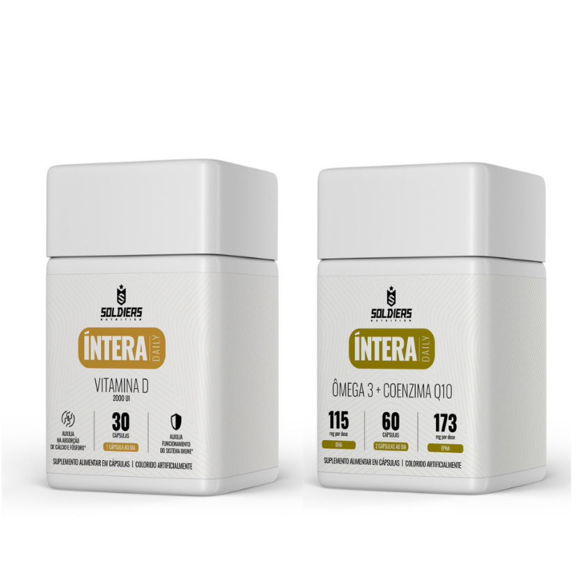 Kit: Vitamina D + Ômega 3 E Coenzima Q10 Imunidade Coração Intera Daily - Soldiers Nutrition em Oferta na Shopee