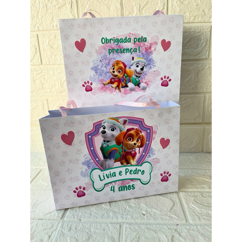 Troco a arte da Sacolinha Personalizada Tema Skye Patrulha Canina – Lembrancinha Festa Infantil sacolinha menina