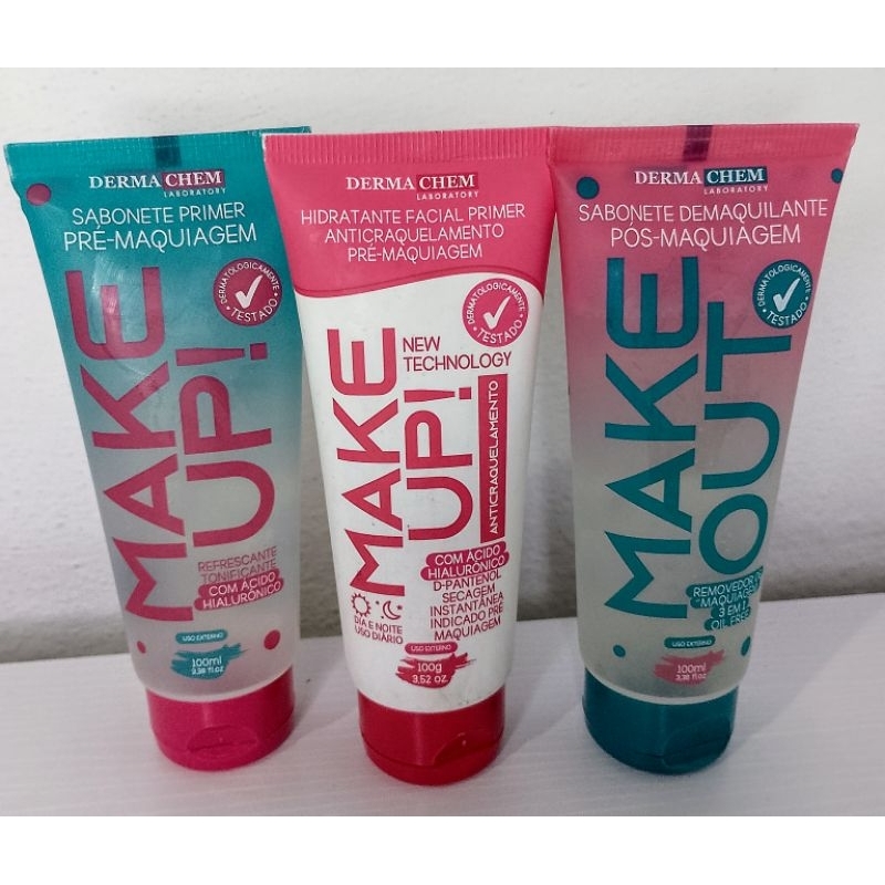 Kit sabonete líquido pré maquiagem + hidratante pré maquiagem + sabonete líquido pós maquiagem Dermachem