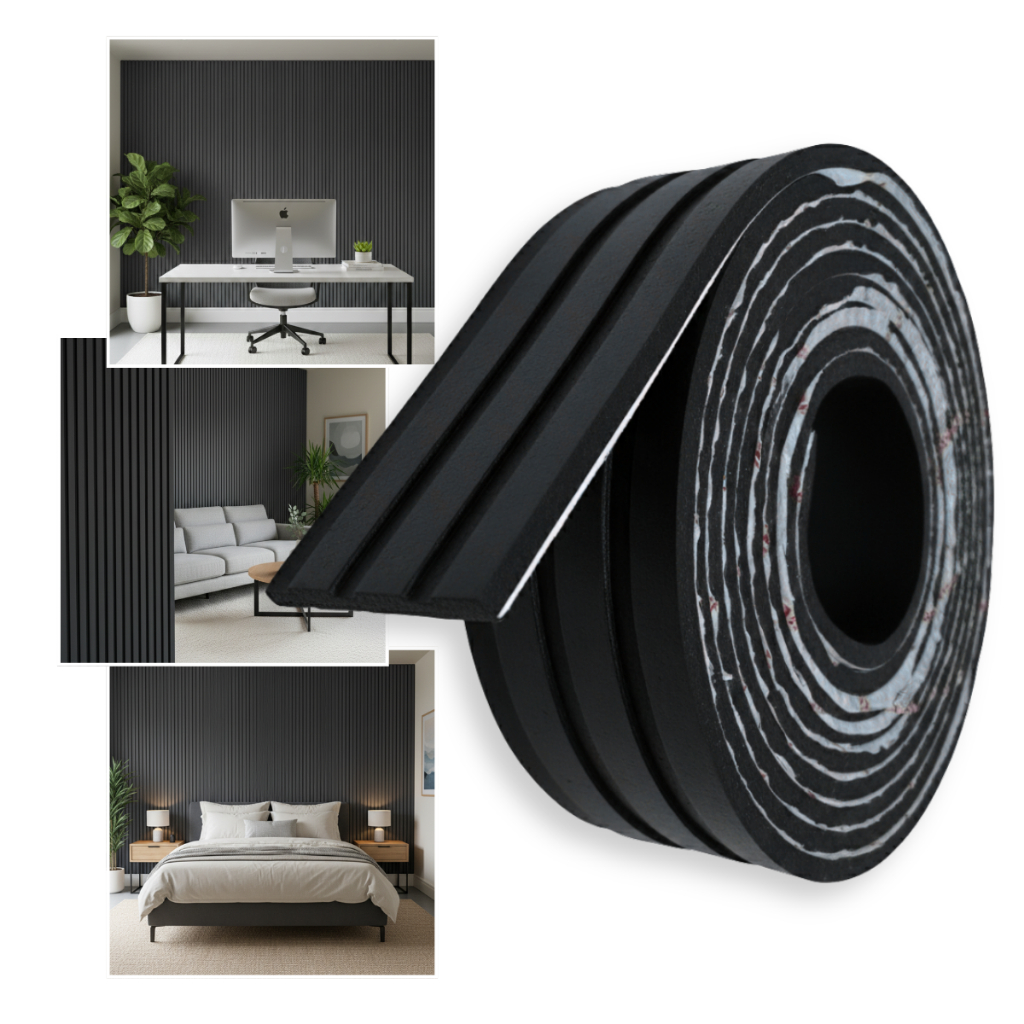 Painel Revestimento Ripado Autocolante de EVA Flexivel Rolo