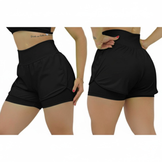 Short Duplo Fitness Academia Feminino Short Treino Caminhada em Oferta na Shopee