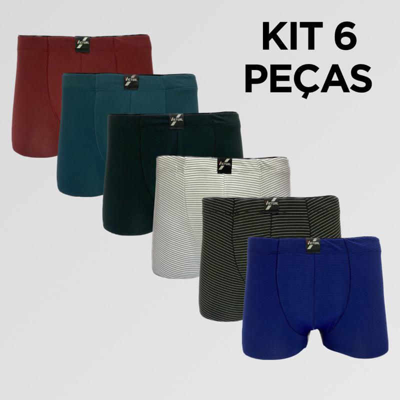 Kit 6 Cuecas Box / Boxer Microfibra Adulto Confortável Lisa em Oferta na Shopee