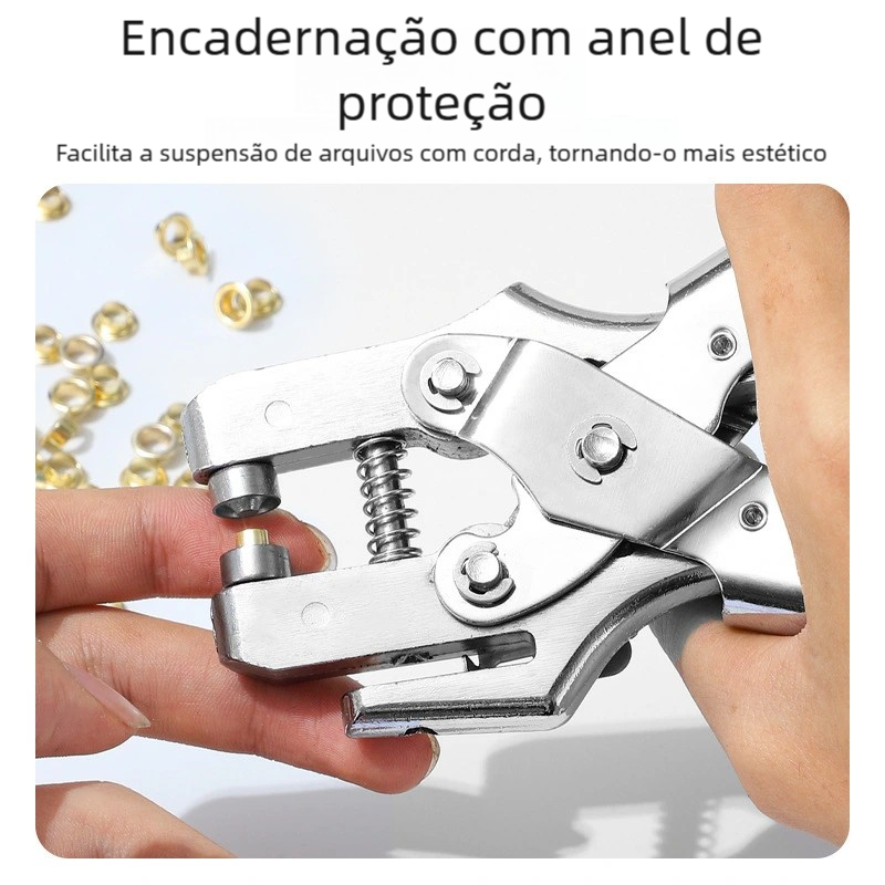 Alicate aplicar ilhós 2 em 1 profissional fura e aplica + 100 ilhoses
