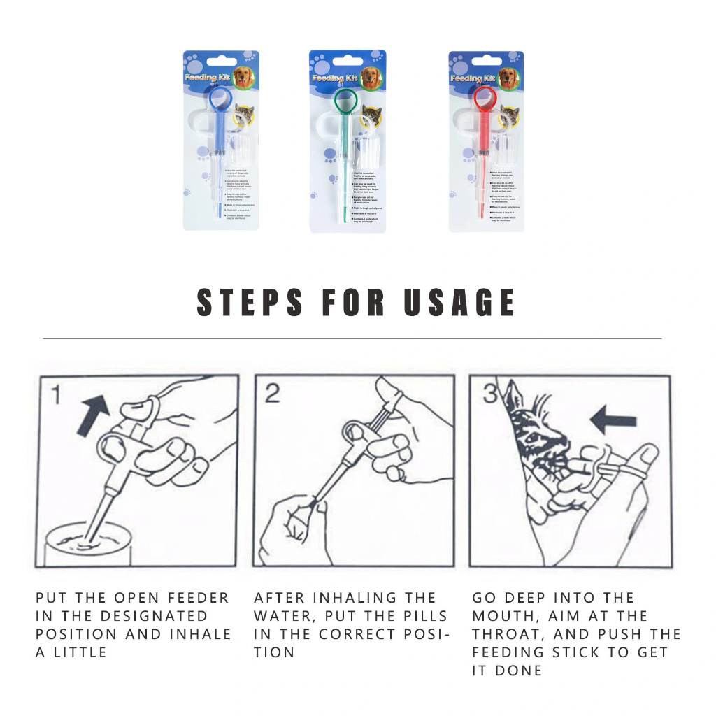 Aplicador de Comprimidos Seringa Aplicadora para Cachorro Gato Remédio Medicação Reutilizável Pet