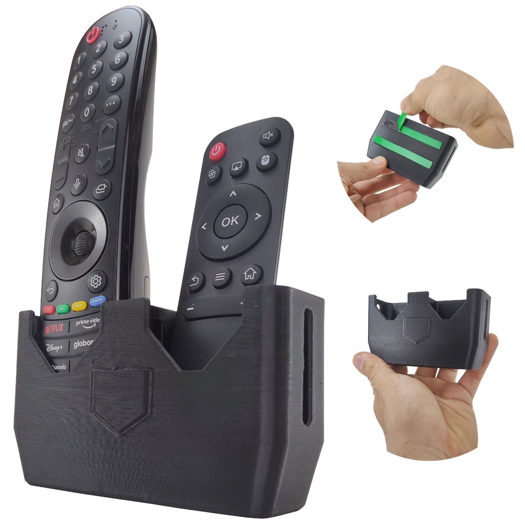 Suporte Organizador de Parede Adesivo p 2 Controles Remoto Universal - TV Ar Condicionado Ventilador