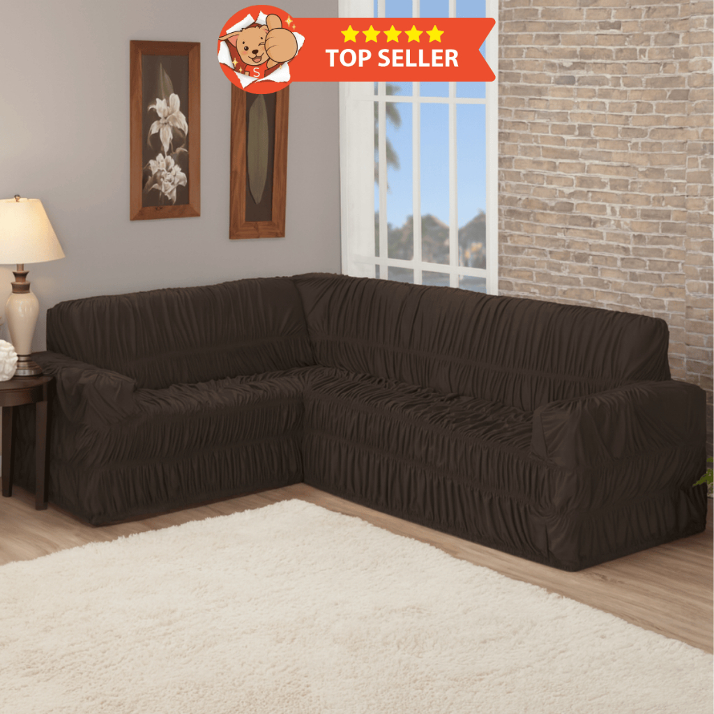 Capa para Sofá de Canto 6 Lugares com 21 Elásticos – Protetor Decorativo Sala